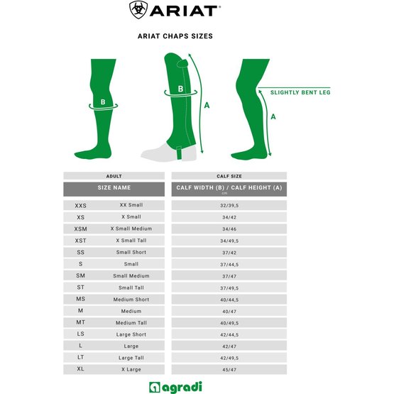 ariat chaps sizing